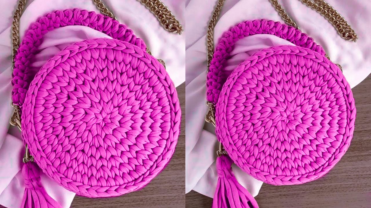 COMO FAZER BOLSA REDONDA DE CROCHÊ COM FIO DE MALHA - BOLSA BOHO versão atualizada