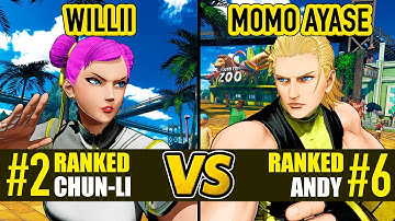 FF COTW ▰ WILLII (#2 Ranked Chun-Li) vs MOMO AYASE (#6 Ranked Andy) ▰ High Level Gameplay