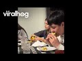 Small Girl Takes Bite of a Triple Burger || ViralHog