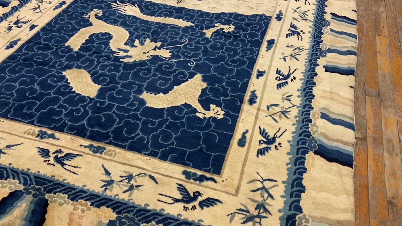 Early 20th Century Chinese Dragon Carpet 