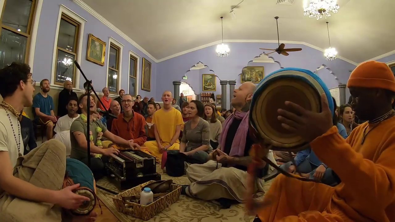 Madhuri Puri Dasa leading an ecstatic kirtan at Denver Radha Krishna