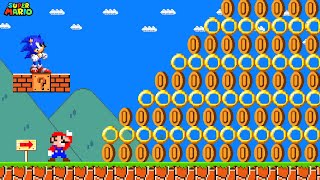 Can Mario vs Sonic Collect 1,000,000 Coins and Rings in New Super Mario Bros.Wii? | Game Animation