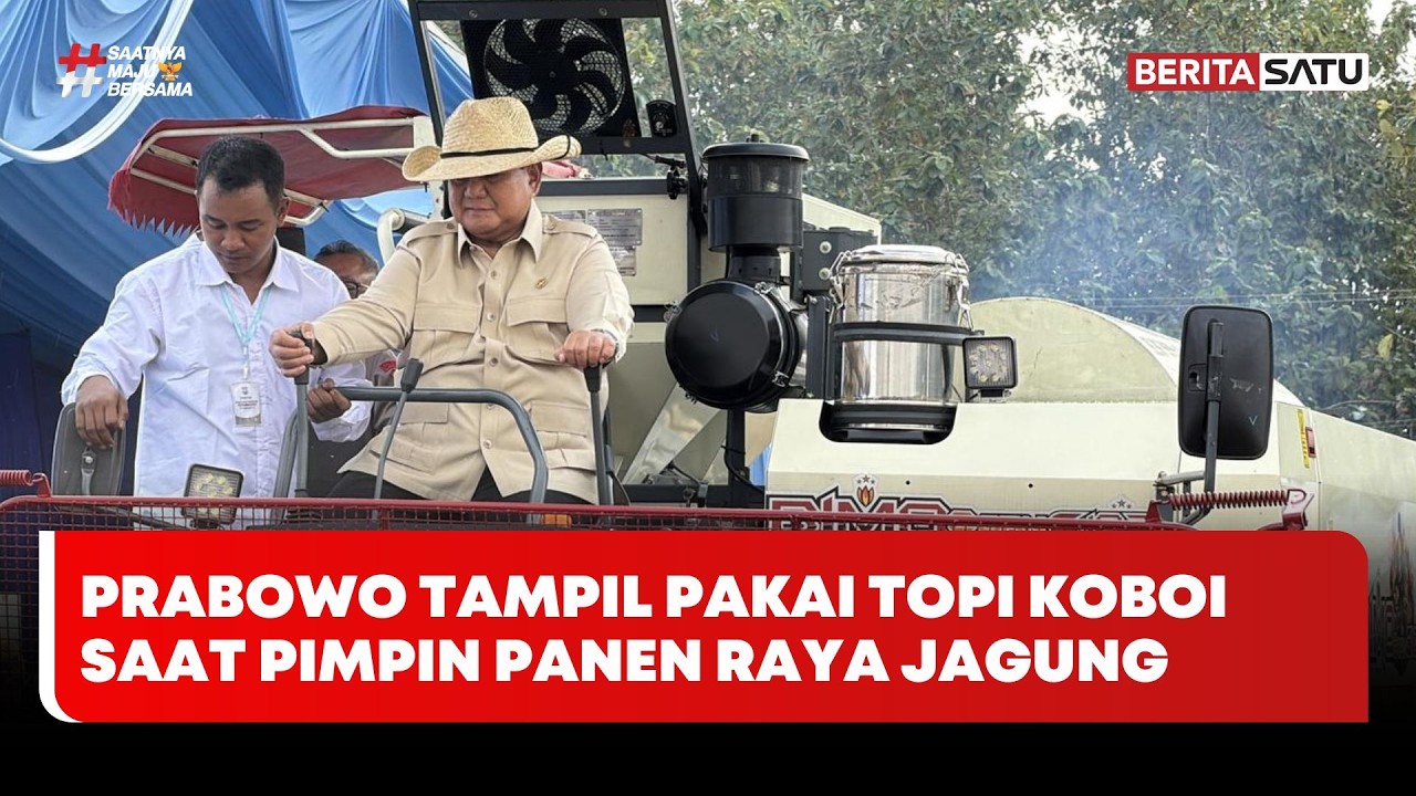 Pimpin Panen Raya Jagung di Tuban, Prabowo Tampil Pakai Topi Koboi #beritasatu
