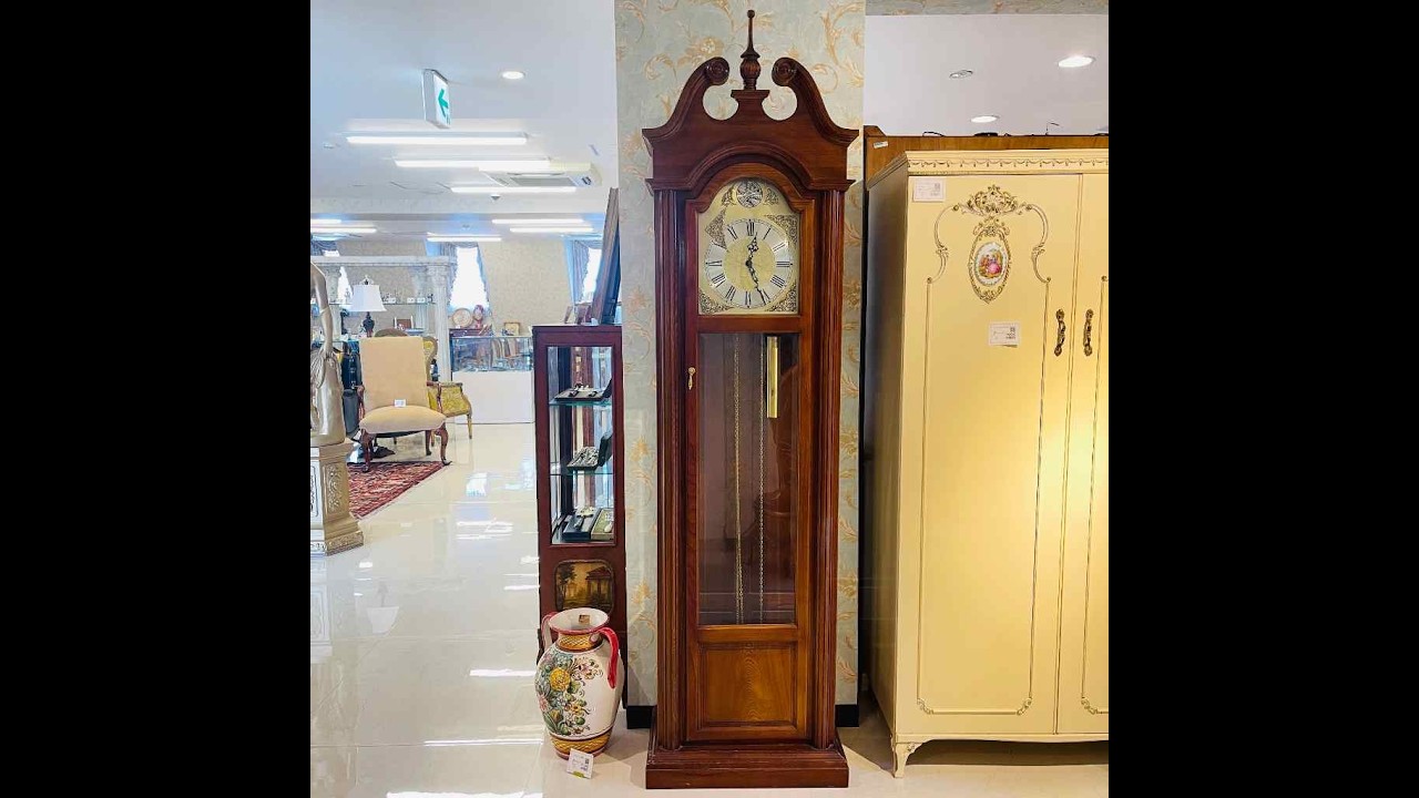 ビンテージ 20世紀後期(推定)  Hermle  アッシュ材 ドイツ ビンテージホールクロック [ Antique and Reuse Fynd]  FYND-0001546 【Fynd 商品動画】