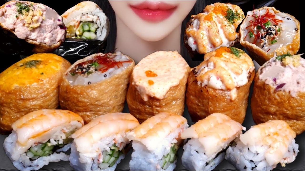 California Inari MEGA INARI SUSHI 대왕유부초밥 TOFU POUCH INARIZUSHI CALIFORNIA ROLL 먹방 ASMR ...