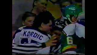 John Kordic sucker punches Mike Modano (Minnesota Feed) - Jan 24, 1990