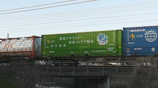 2019/01/23 JR貨物 早朝の大谷川踏切から定番の貨物列車5本 1060レ(120fps) 1071レ(120fps)