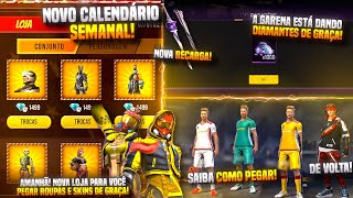NOVA LOJA COM SKINS DE GRAÇA AMANHÃ, HYPADO DE VOLTA, DIAMANTES DE GRAÇA, CALENDÁRIO SEMANAL E MAIS!