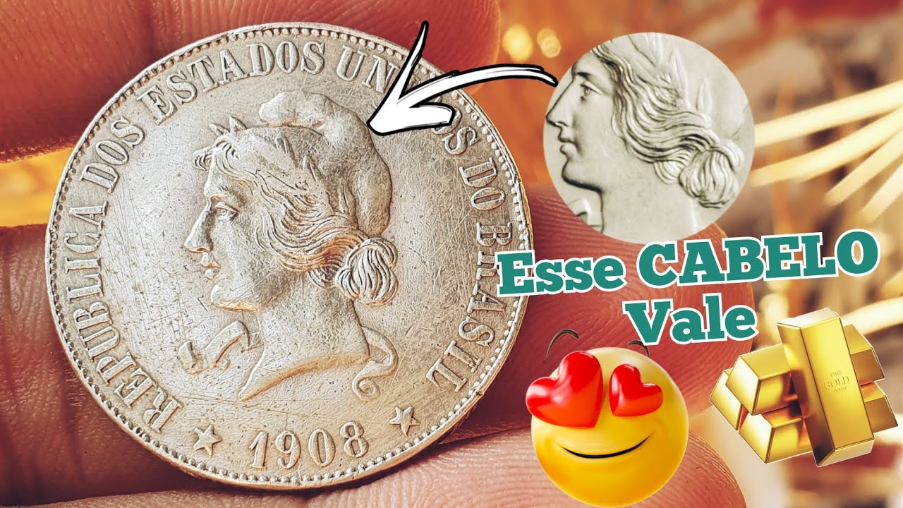 Moeda 2000 Réis ano 1908 que já vale R$ 3600 reais,PRATA RARA e valiosa.