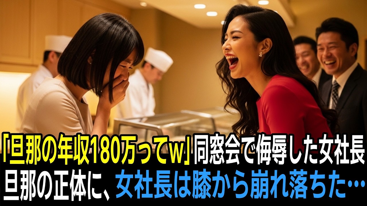「年収180万の旦那、呼びなよw」高級寿司店で私を侮辱した同級生の女社長。5分後、現れた旦那の正体に、女社長は膝から崩れ落ちた…