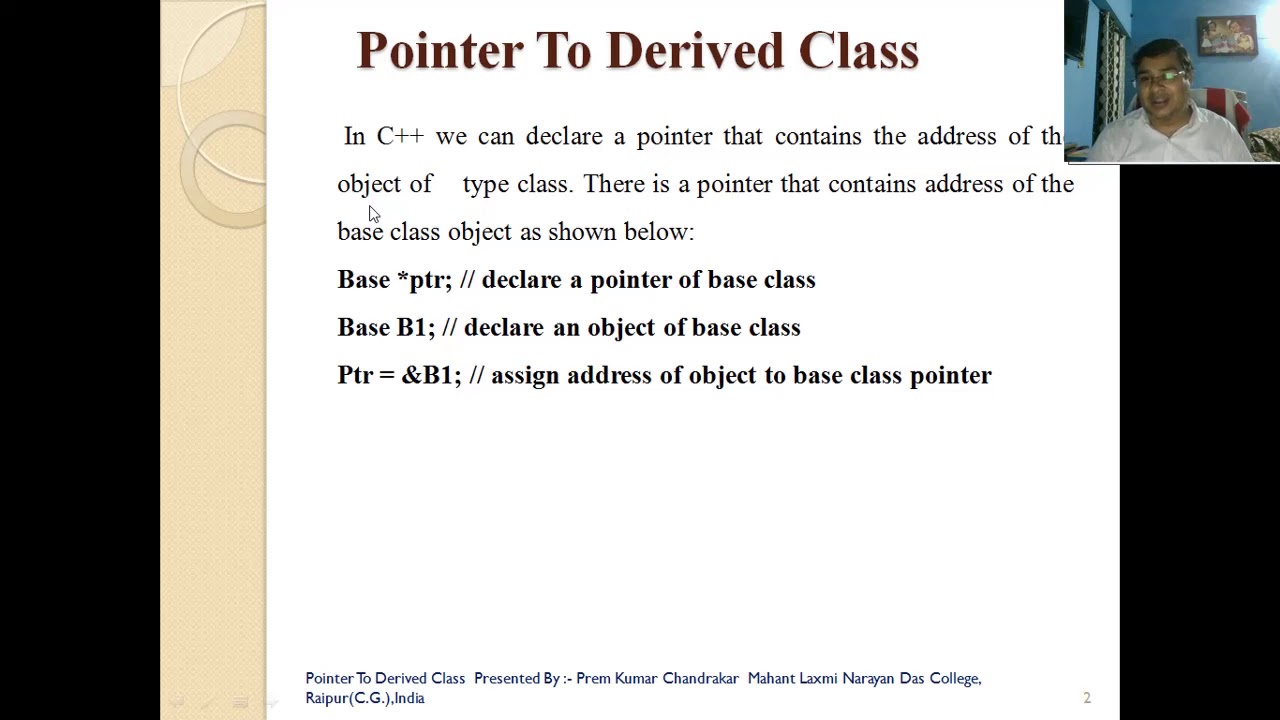 BCA II C++ Pointer To Derived Class UNIT 4 - YouTube