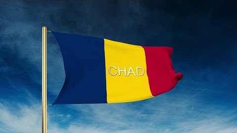 Chad Flag Slider Style With Title. Waving In The Wind With Cloud Background Anim Stock Animation