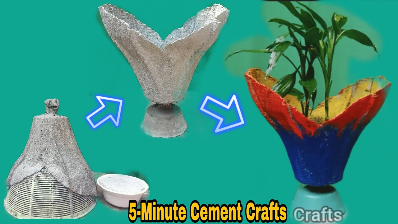 Cement Craft Ideas Unique with Flower Vase Made with Cement and towel