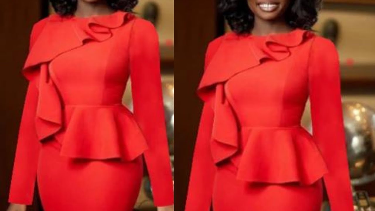 Long Sleeve Plus Size Dressesfor Ladies Ruffles Knee Length Bodycon Office Gown Dress Women 2021 3XL
