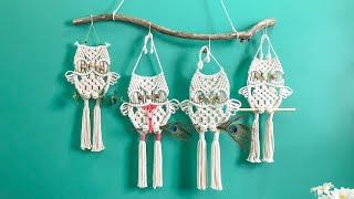 How to make a simple Macrame Owl wall hanging/ Super easy/ Small macrame projects for beginners