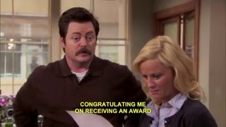 Ron Swanson wins the Woman of the Year Award