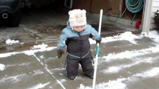 Riley Gruber Helps Mom Shovel Snow