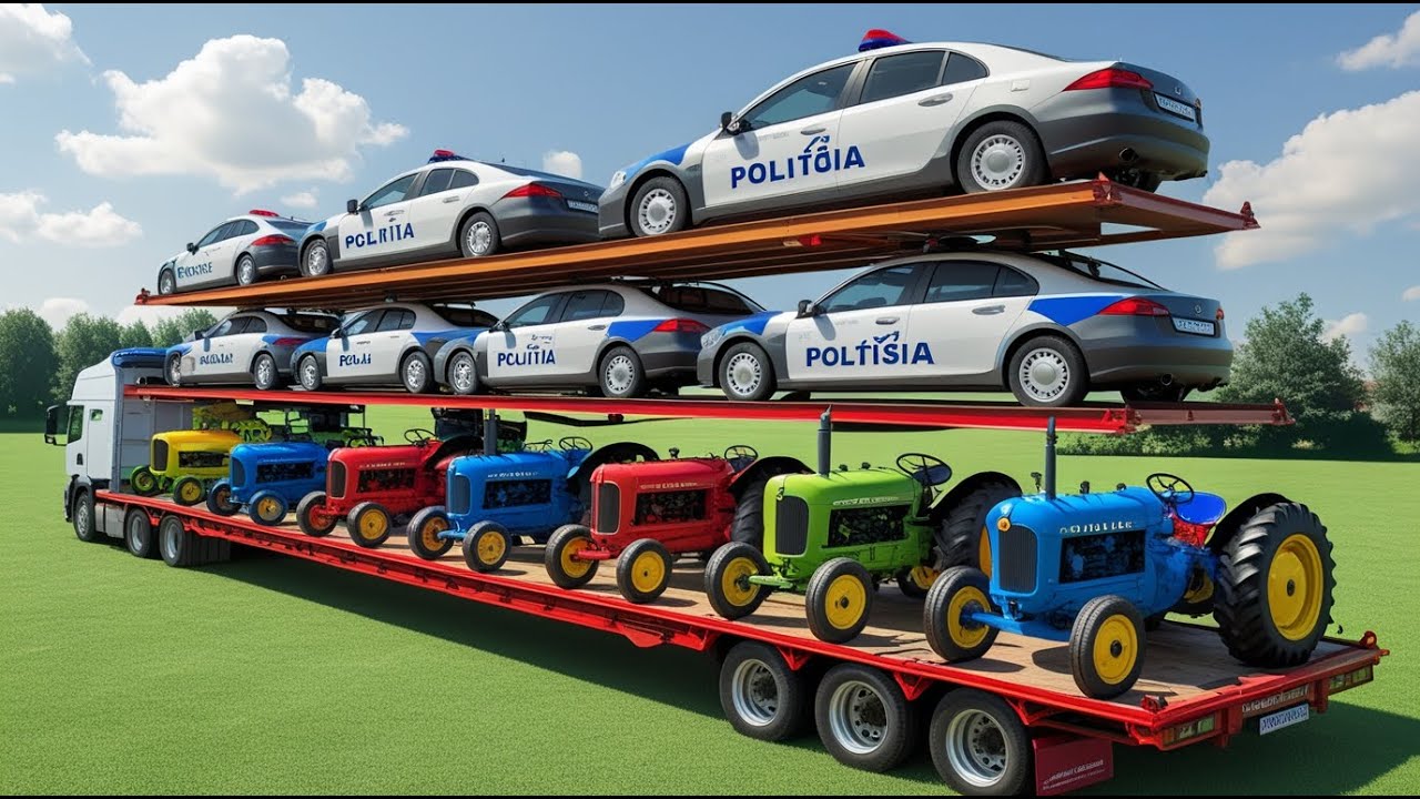 Animation mit Farben – Fiat CAR vs FIAT TRAKTOREN mit Dreifachanhänger 