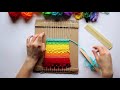 MINIARTE _ TRAME ARCOBALENO _ tutorial per bambini - tessere trama e ordito con un telaio semplice