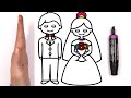 Bride Grom Drawing and Coloring / Akn Kids House
