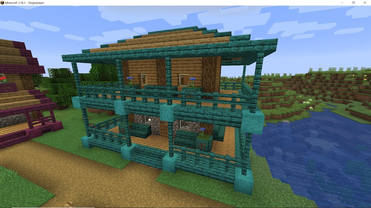 Two-Storey Warped Wood House - Minecraft Village Makeover - YouTube