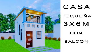 Plano de casa 3x6 metros con balcón | Desain rumah 3x6 | Small house design 3x6