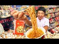 24 Hours Eating ONLY Korean Convenience Store Food &amp; NETFLIX Popcorn | CU vs. GS25 in South Korea