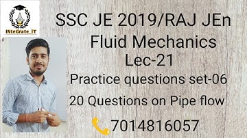 SSC JE 2019/RAJ JEn Fluid Mechanics :Lec-21 Practice question set By Jitendra Sir
