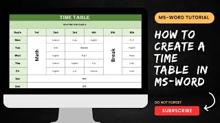 How to Create a Time Table in MS-Word