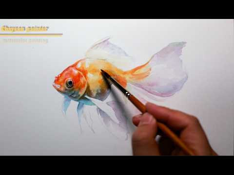 <strong>Goldfish</strong> watercolor painting | 기초수채화 금붕어 그리기