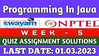 NPTEL Programming In Java WEEK 5 Quiz Assignment Solutions💡 | Swayam Jan 2023 | IIT Kharagpur