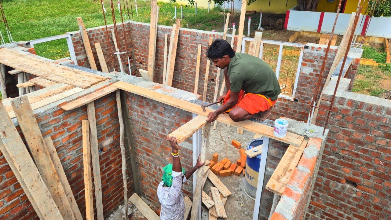 Linit Building Lintel Centring Techniques _Individual 2BHk House Formwork Accurately ...