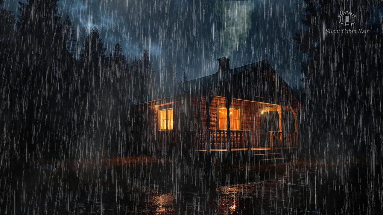🌧️ Cozy Cabin in Heavy Rainstorm | Dark Forest Night Ambience for Sleep ...