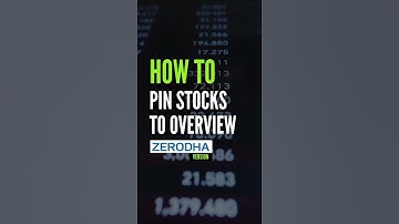 How to pin stocks to overview in Zerodha #shorts