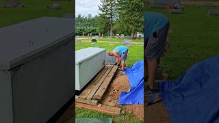 Setting the Graveside Service for a WW2 Veteran🇺🇸 #gravesite #cemetery #funeral #veteran #USA #vault