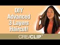 DIY Advanced 3 Layers Haircut! Layers & Long Side Bangs with CreaClip!