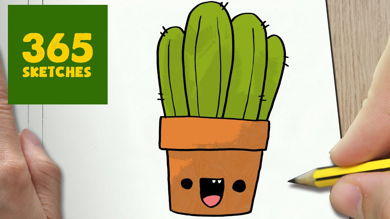 HOW TO DRAW A CACTUS CUTE, Easy step by step drawing lessons for kids