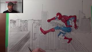 Spiderman Leaping A Dredfunn Indian Ink Painting