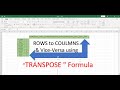 How to convert Rows to columns and Vice-Versa using"TRANSPOSE" Option in MS Excel,