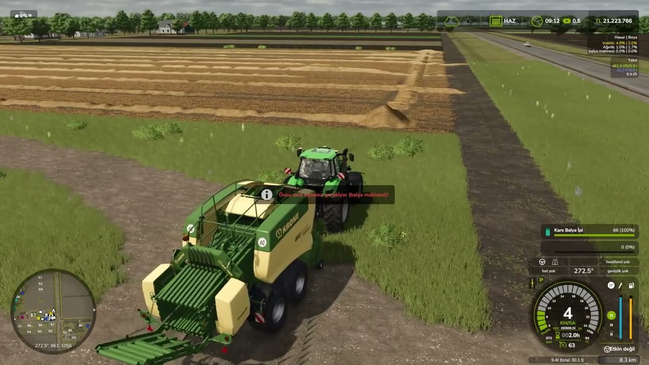 Arpa hasatı ve balyalama.