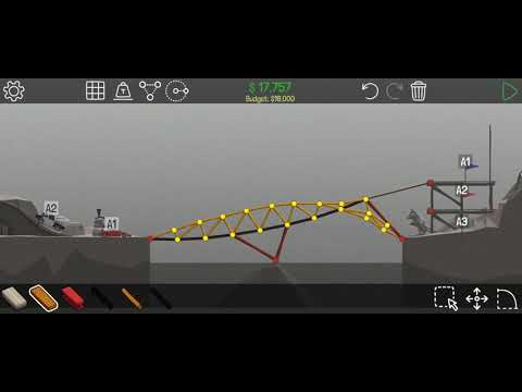 Poly Bridge - Level 3-2  |  No Breaks / Under 100% stress / Under budget  |  Poly Bridge Replays