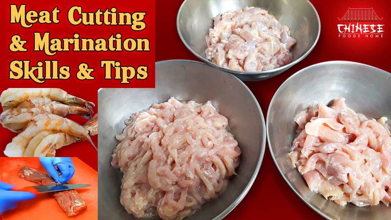 Meat Cutting and Marination Skills/Chinese foods home - YouTube