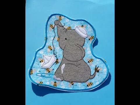 Janome Patch Elephant With Paper Boat Applique on Janome Patch- Iron - YouTube