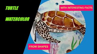 How to draw TURTLE / WATERCOLOR / PAINT WATERCOLOR TURTLE / for BEGINNERS / ANIMALS