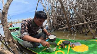 Solo camping and fishing by boat | Trips for fishing and cook.