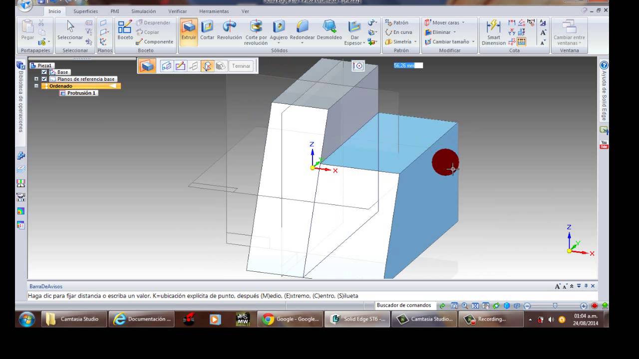 Construcción de un solido en Solid Edge St6 - YouTube