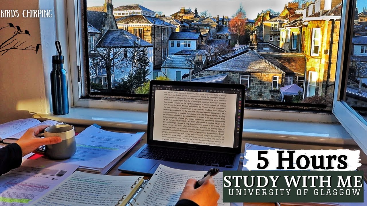 5 Hour Study With Me | Background Noise, Bird Sounds | 10-Min Break, No Music, Real-Time