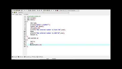 Using Function to find even or Odd number in c language