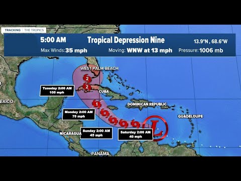 Tropical Depression 9 forms with Florida in expected path