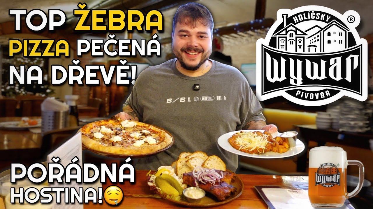 VELKÉ PORCE VÝBORNÉHO JÍDLA V PIVOVARSKÉ RESTAURACI WYWAR V HOLÍČI!🤩TOP ŽEBRA, PIZZA PEČENÁ NA DŘEVĚ